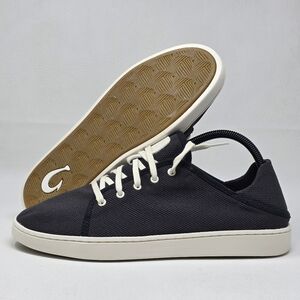 Olukai Pehuea Li’Ili Women's 10 Black Mesh Shoes Sneakers Lace Up Slip On New